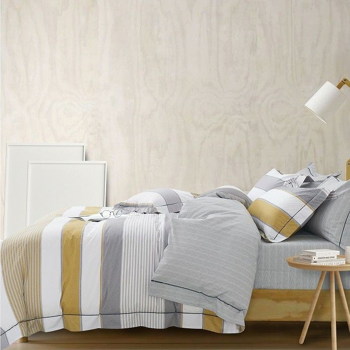 40s Ring Spun 3pc Organic Soft Cotton Duvet Cover Stripe Tailored Quilt Cover
